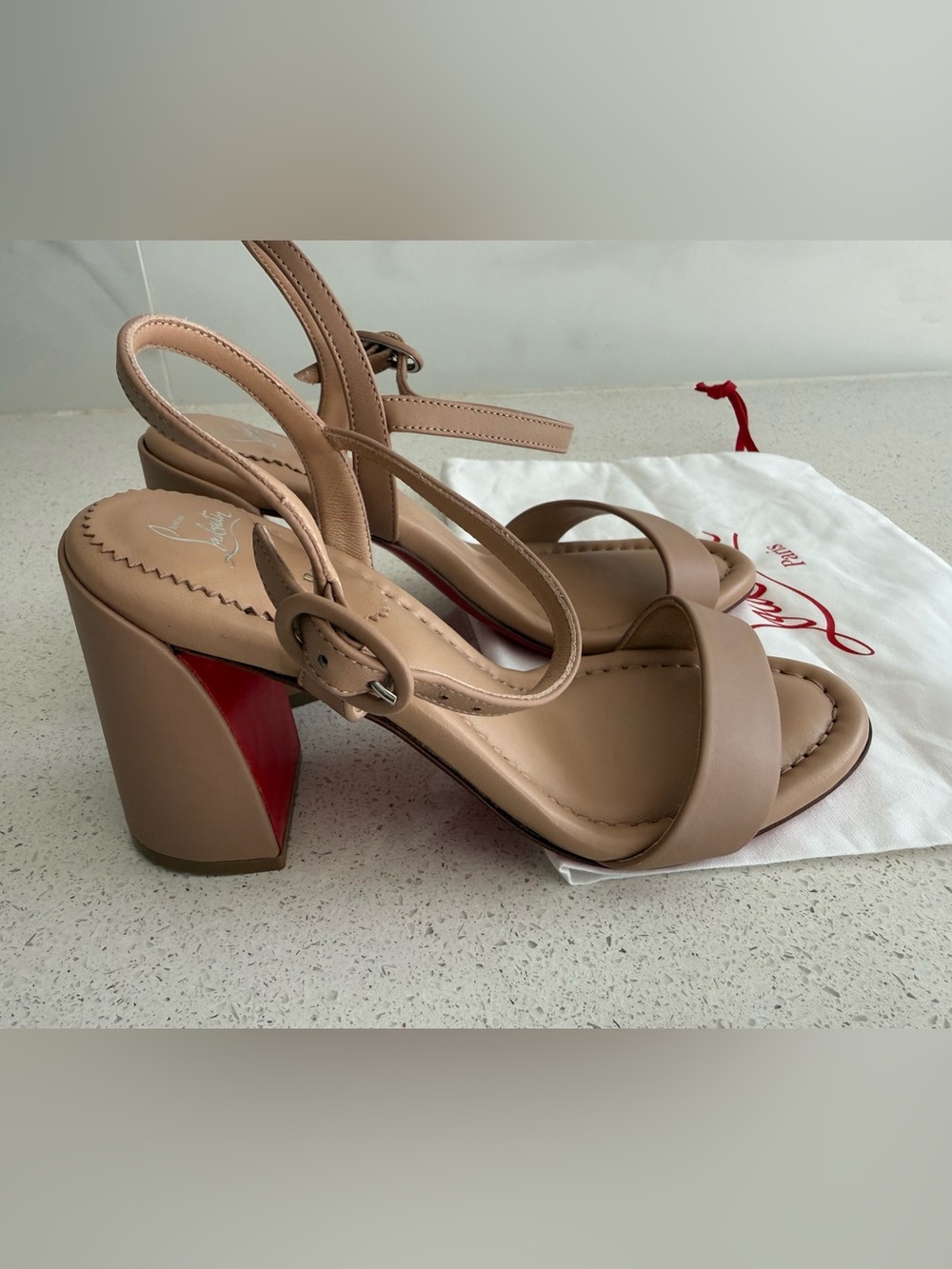 Christian Louboutin 85mm Miss Jane Ankle-Strap Sandals EU 36 US 6 Nude - Picture 3 of 10